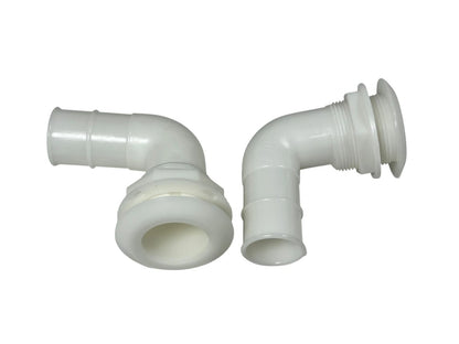 2X 90 Degree Plastic Thru Hull for Boat (1.5in, White)