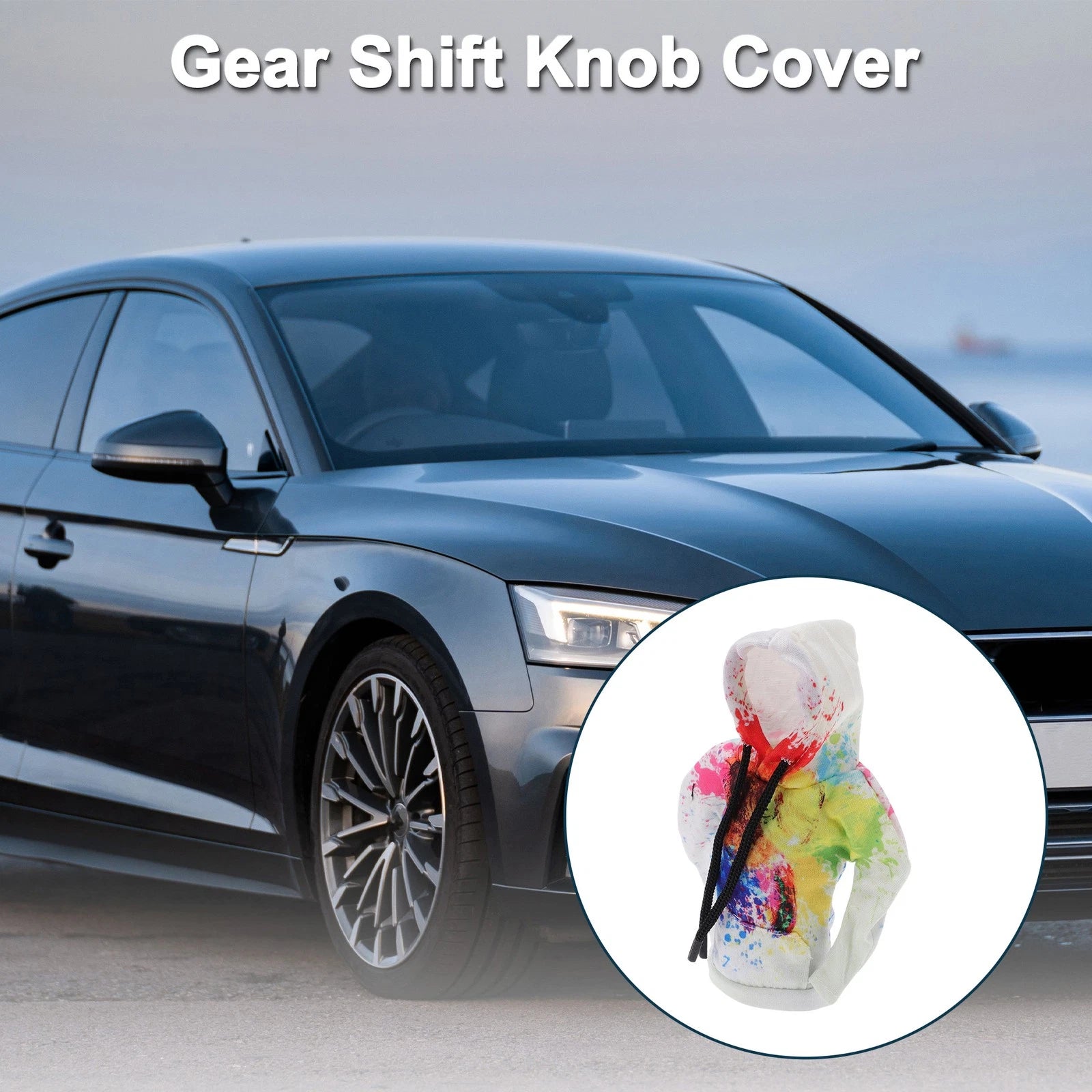 Gear Shift Knob Cover for Universal Car (Colorful White Polyester)