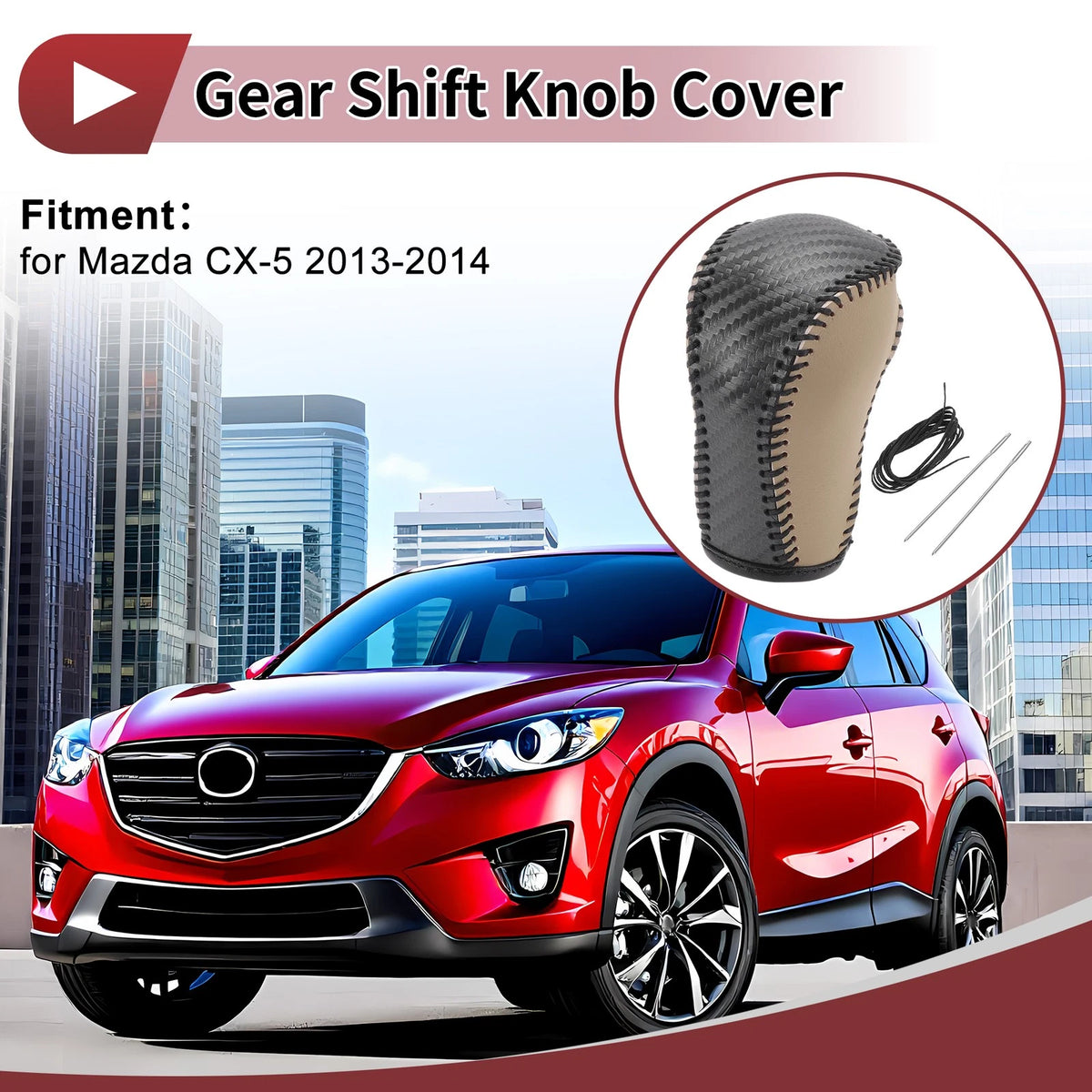 Gear Shift Knob Cover Replacement for Mazda CX-5 (2013–2014) Faux Leather
