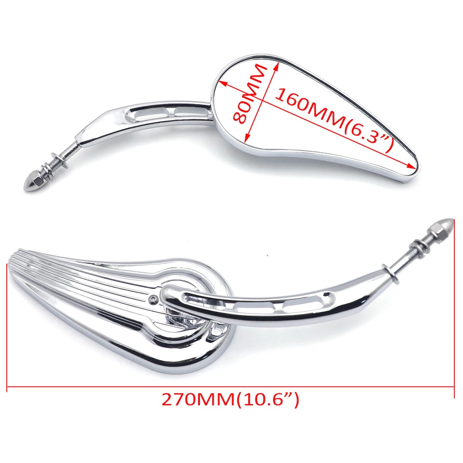 Chrome Raindrop Side Mirrors for Harley Iron 883 1200 (2004–2023)