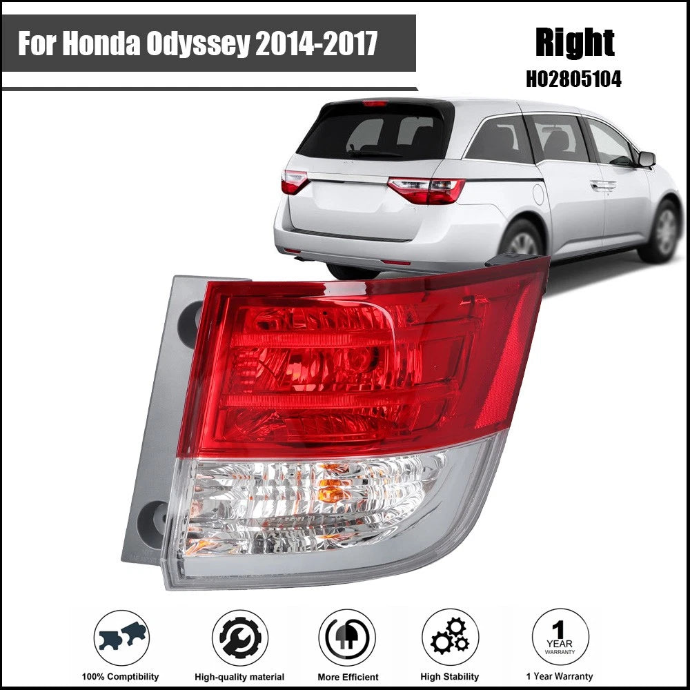 Red Clear Tail Light Brake Lamp Outer Passenger Side for Honda Odyssey (2014–2017)