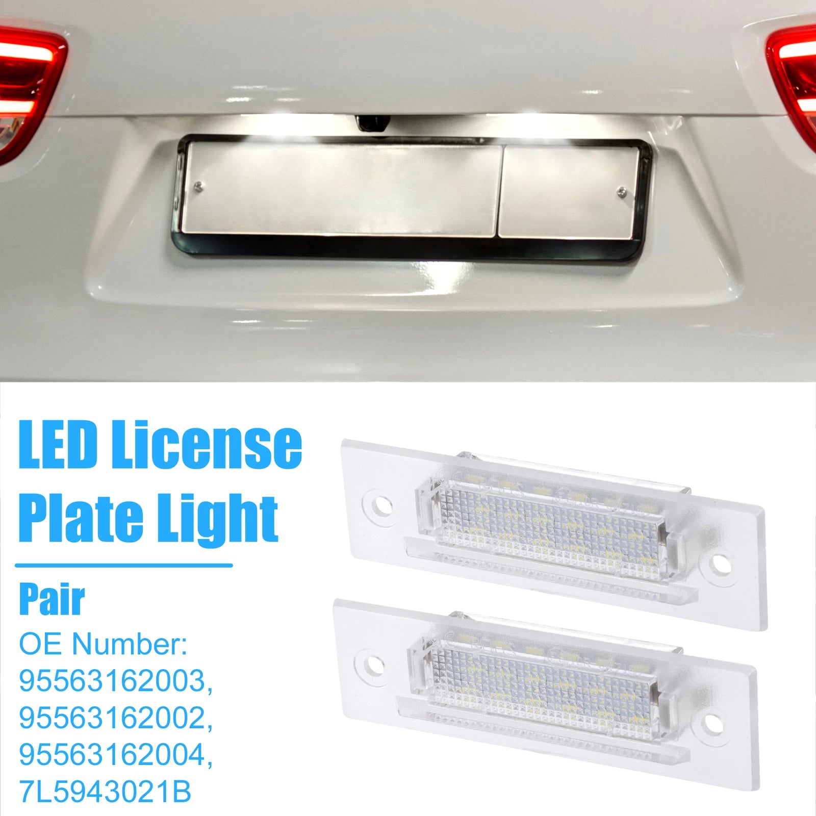 2X 6500K White LED License Plate Light for Porsche Boxster (1999–2004)