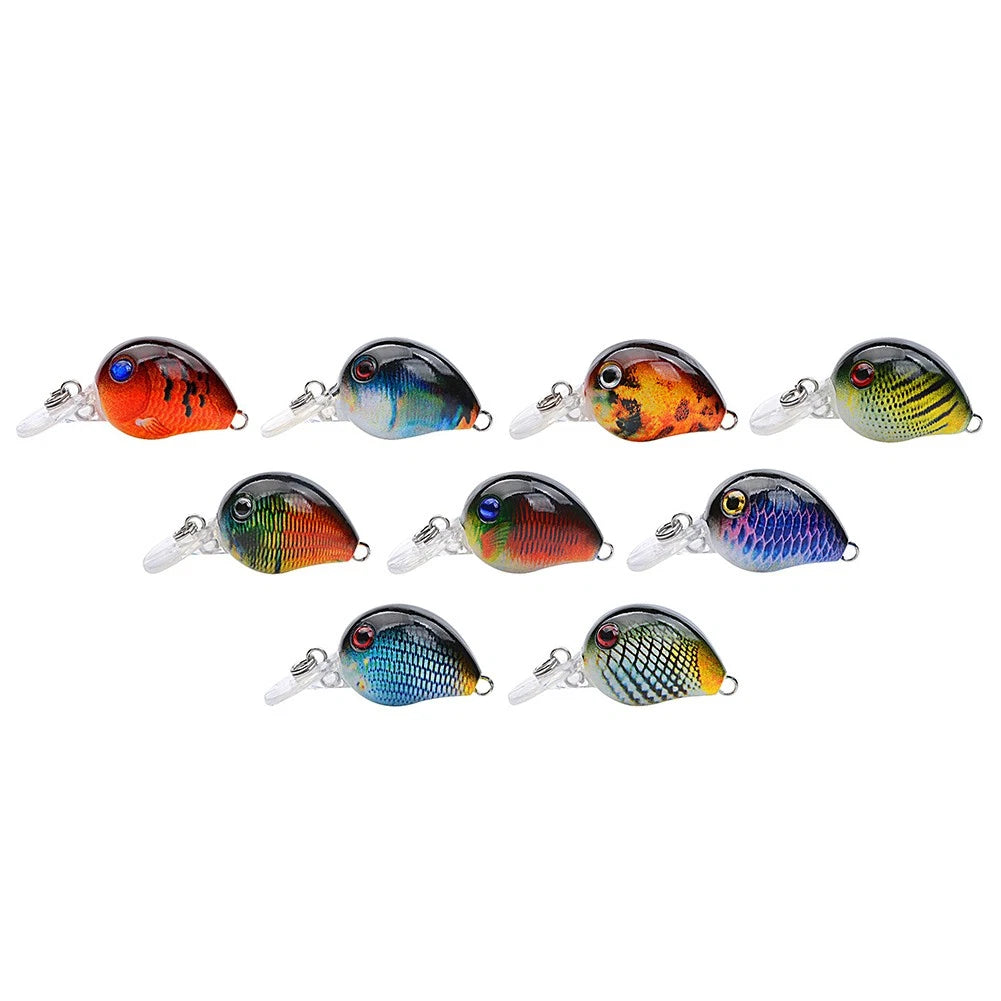 9PCS Fishing Lures 2g/3.3cm Minnow Baits & Floating Hooks