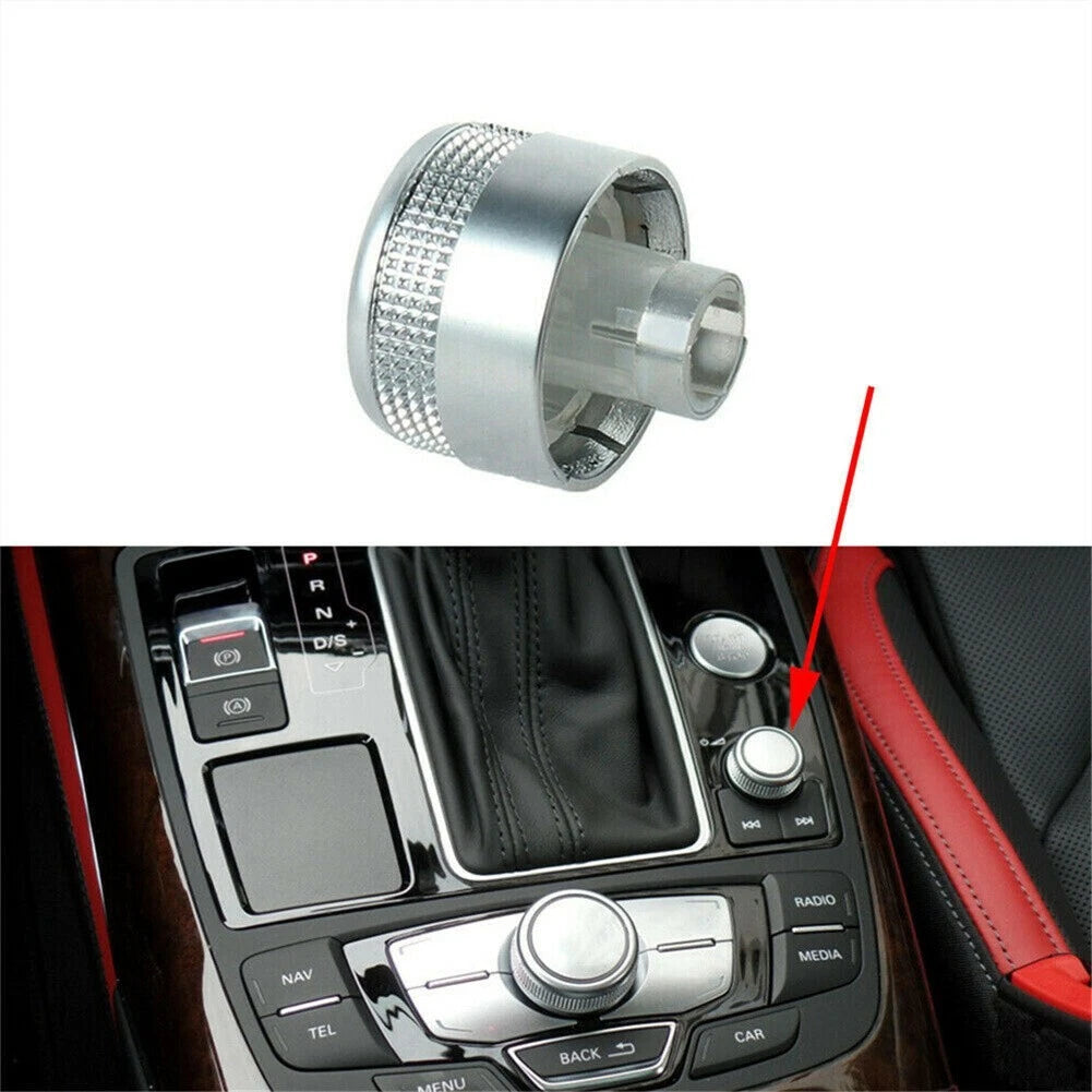 Switch Cap Knob for Car Radio (Plastic Silver with Chrome)