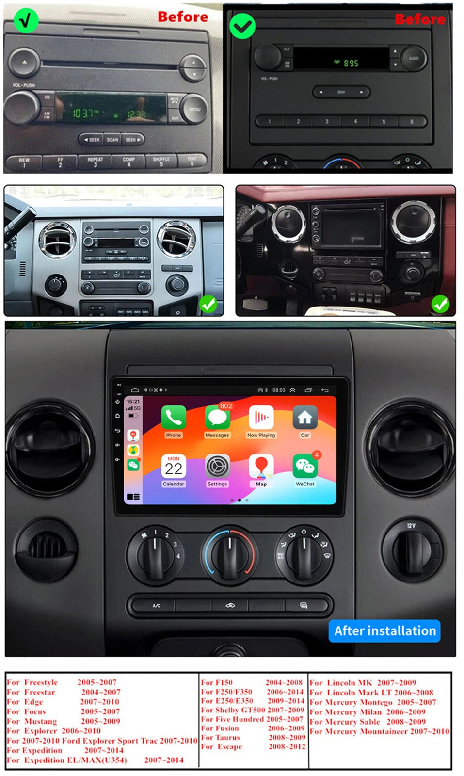 10.1'' Android Car Stereo GPS Navi for Ford F150 (2004–2008)