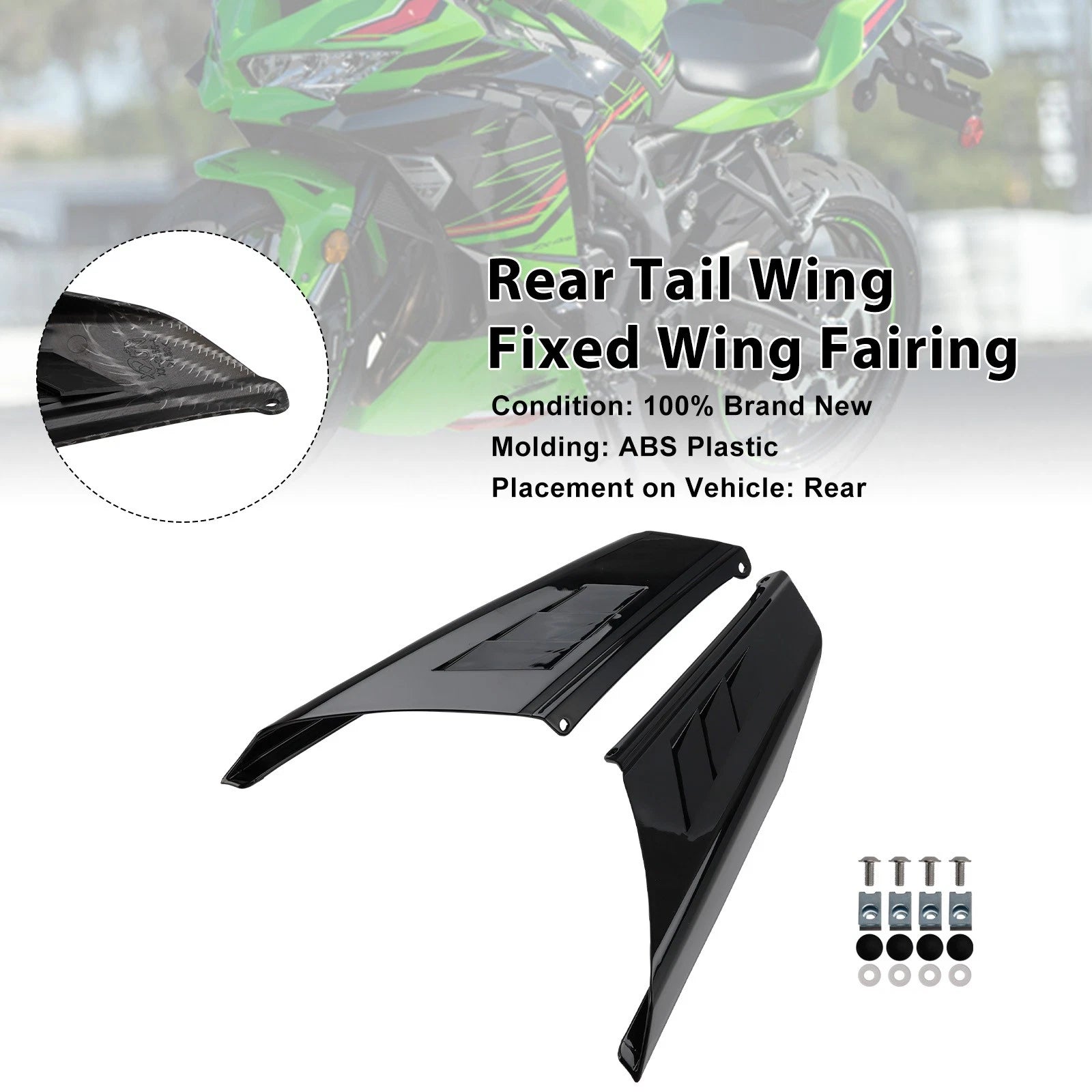 Rear Tail Wing Fairing for Kawasaki Ninja ZX-4R ZX-4RR (2023–2025) Black