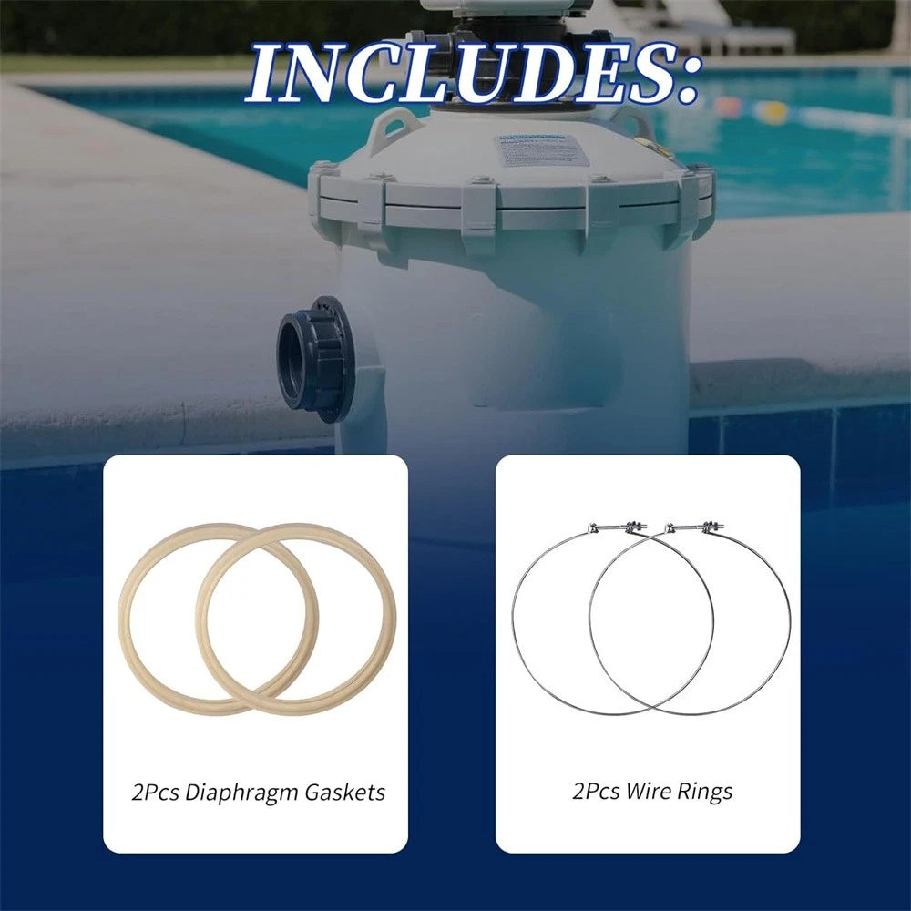 2Pcs Diaphragm Gasket with Ring for Hayward ECX5000G, Perflex EC40AC (–)