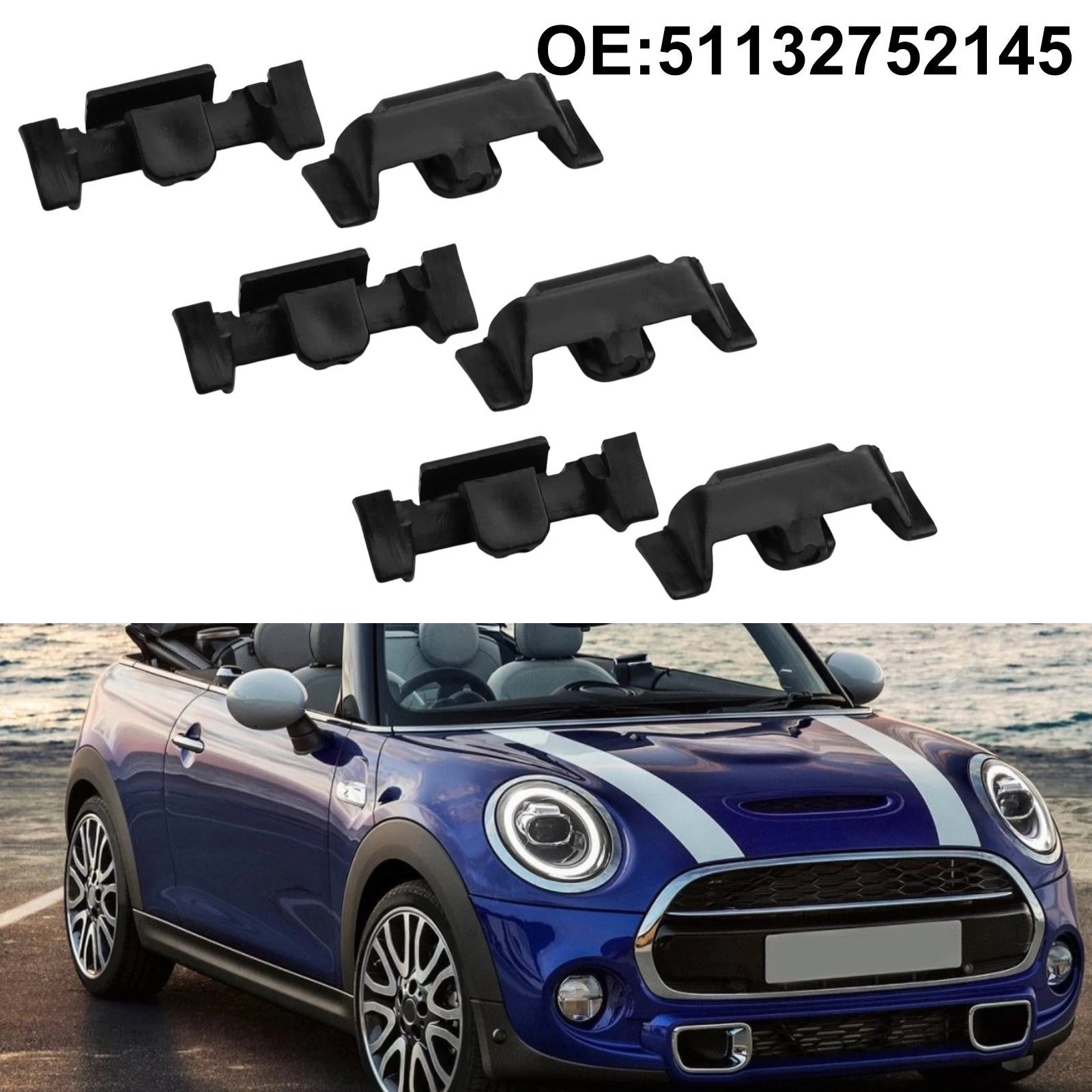 Set of 6 Headlight Trim Ring Clips for Mini Cooper (2002–2021)
