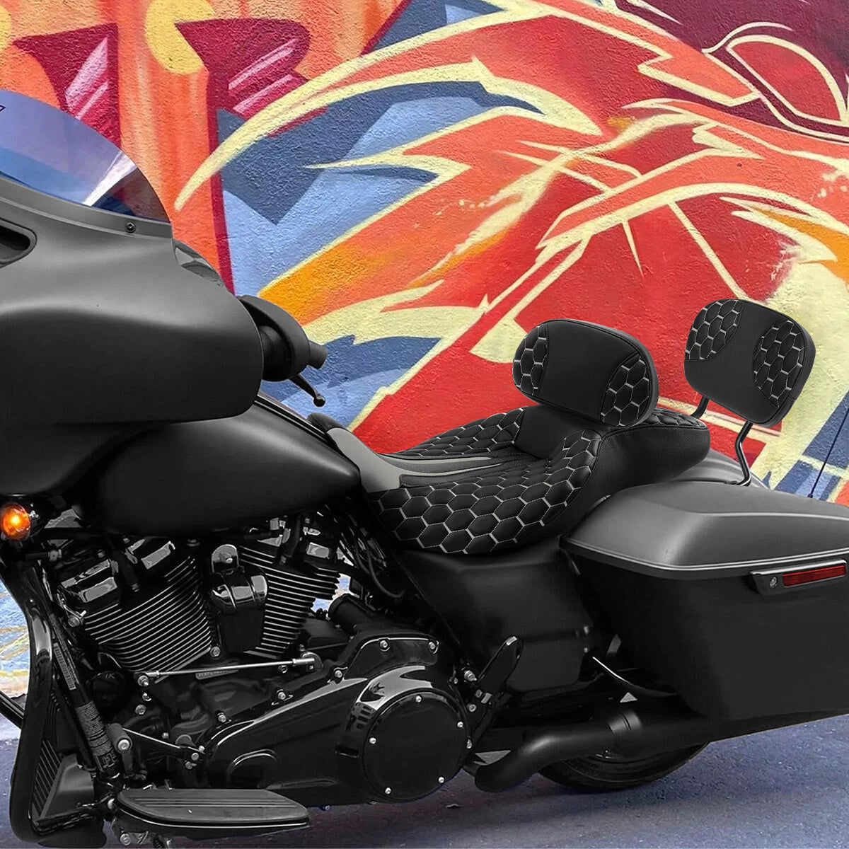 Driver Passenger Seat & Backrest Pad for Harley Touring Road Glide (2009–2023)