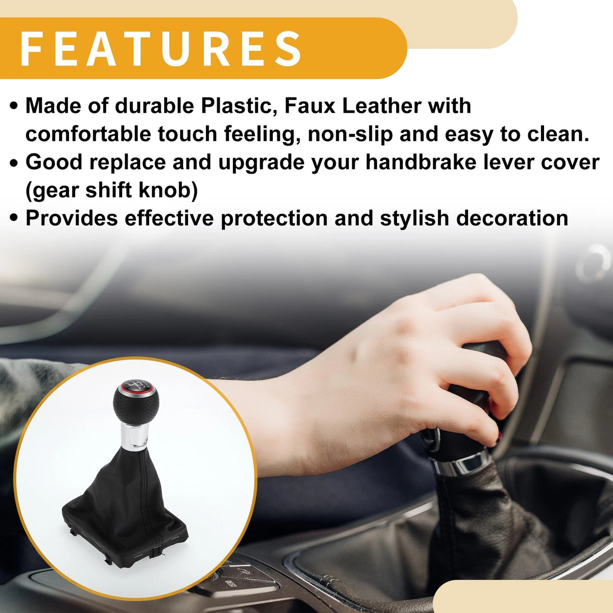 6 Speed Gear Shift Knob with Boot for Audi A3 (2010–2013)