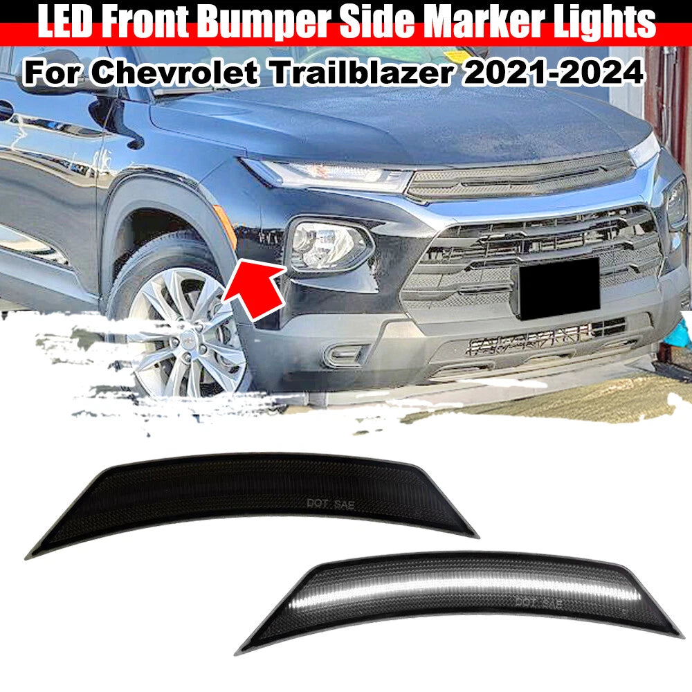 Smoked White LED Front Bumper Side Marker Light for Chevrolet Trailblazer (2021–2024)