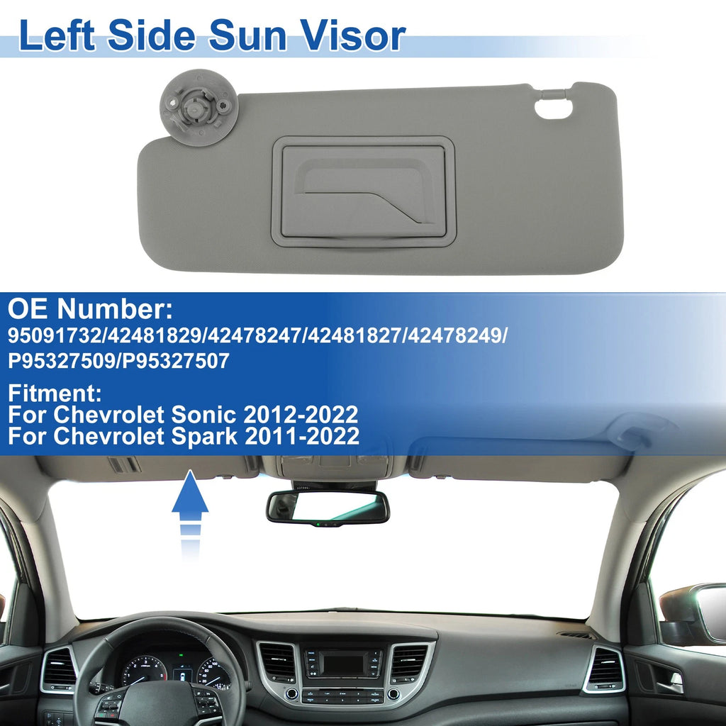 Left Side Sun Visor for Chevrolet Sonic (2012–2022) Replace No. 95091732 Gray