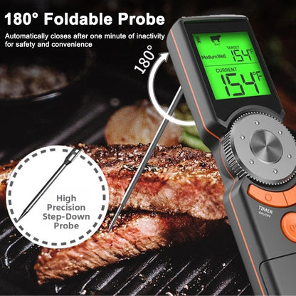 Foldable Probe Thermometer for BBQ Grill and Meat Cooking