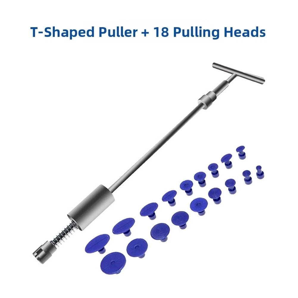 T-Bar Slide Hammer Dent Puller Kit with 18 Blue Glue Pull Tabs for Cars