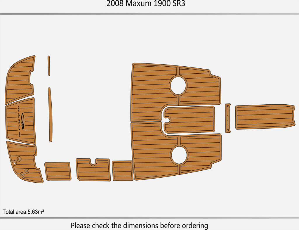 EVA Foam Pads for Maxum 1900 SR3 (2008) Cockpit Swim Platform Teak Deck Mat