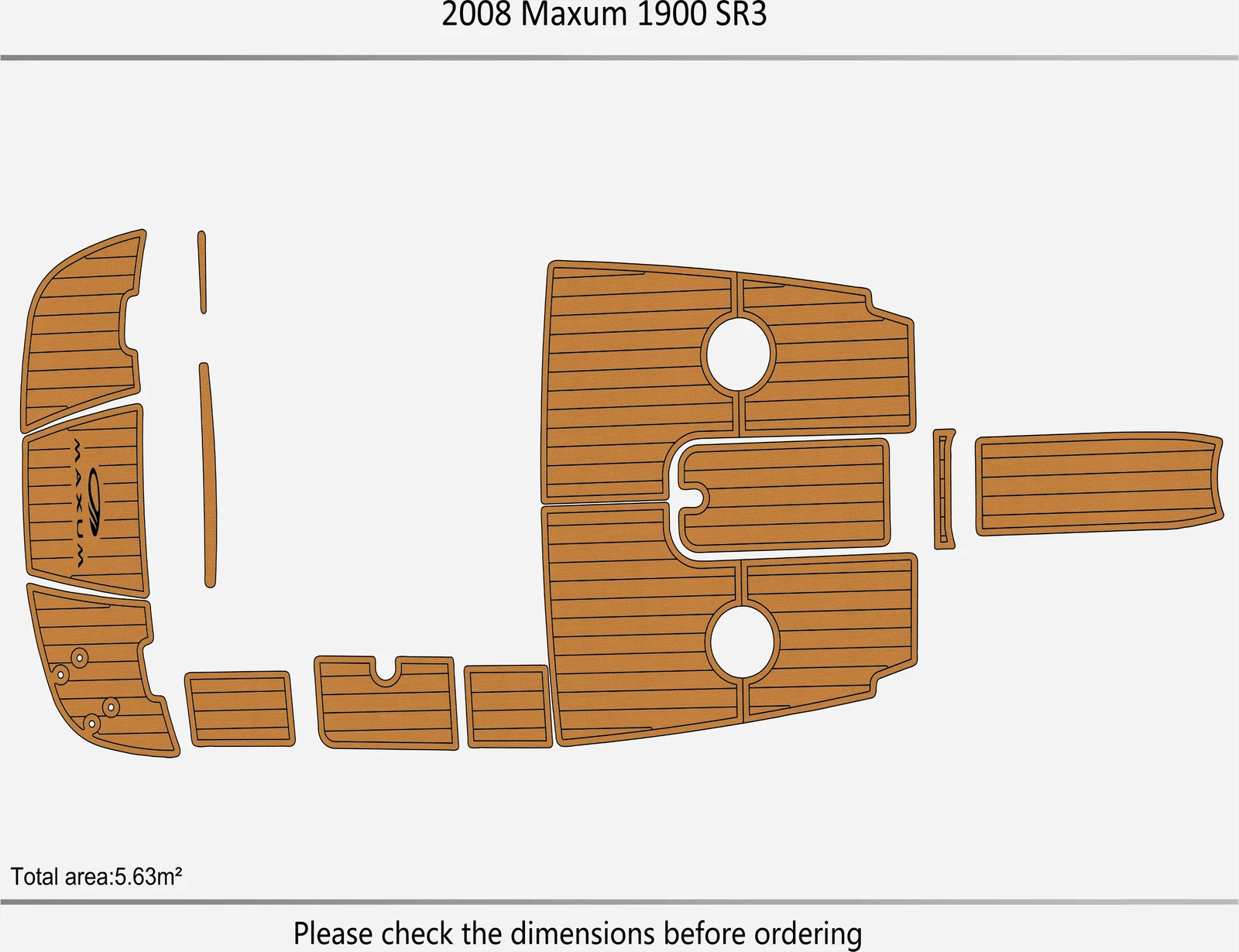 EVA Foam Pads for Maxum 1900 SR3 (2008) Cockpit Swim Platform Teak Deck Mat