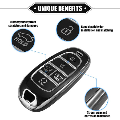 Key Fob Cover with 5 Buttons for Hyundai Sonata Santa Fe (2011–2019)