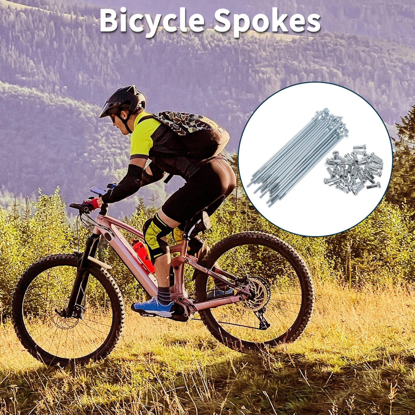Bicycle Spoke Nipples 45 Steel Galvanized 13G 107mm Universal Set for Bikes (—)