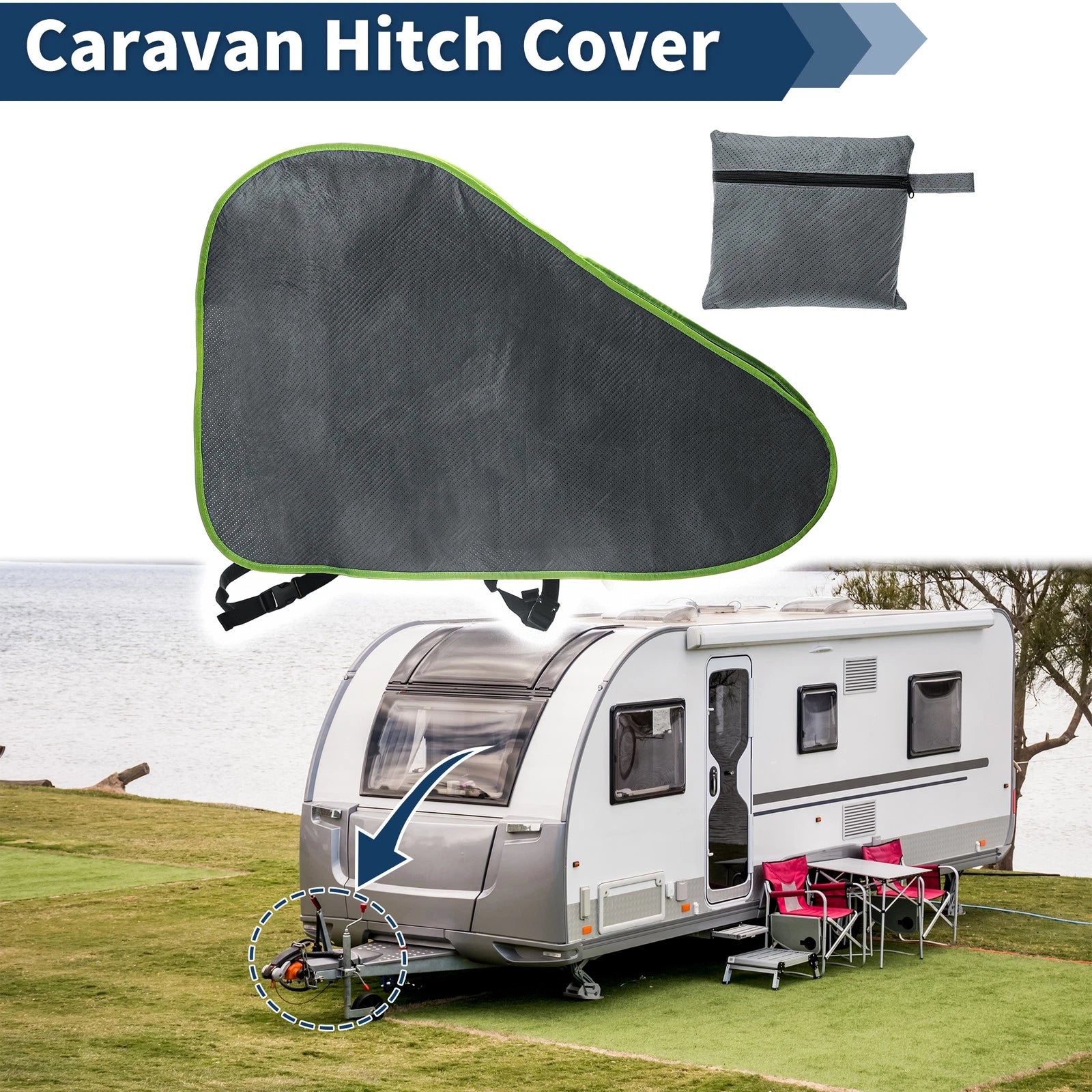 Caravan Hitch Cover Waterproof Trailer Jack Cover for Caravan (1990–2020)