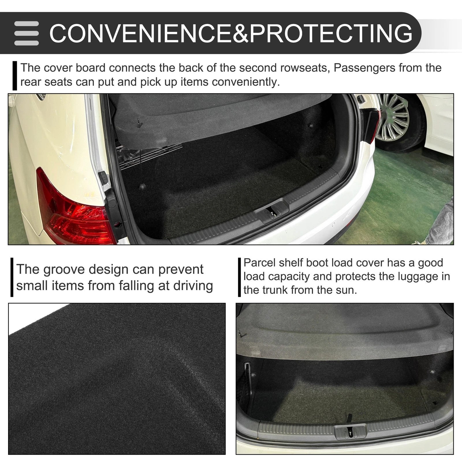 Rear Parcel Shelf Boot Load Cover for Toyota CHR 2016–2021 Cargo Black