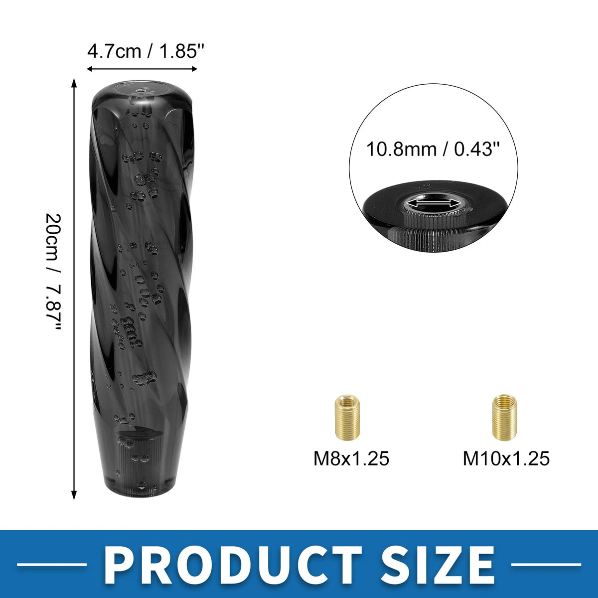 Universal Shift Knob with 2 Adapters for All Vehicles (20cm) Acrylic Black