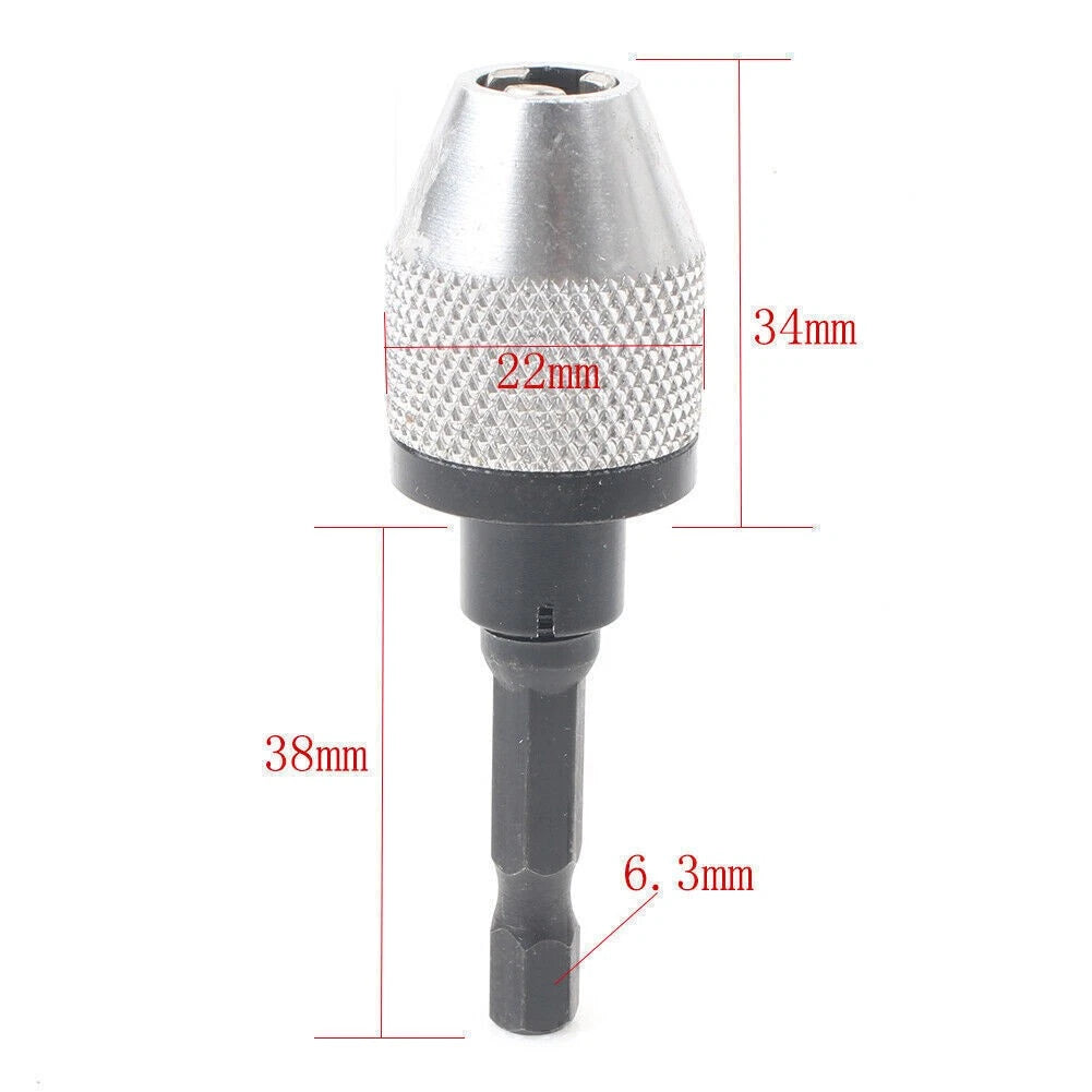 1/4" Keyless Drill Bit Chuck Quick Change Adapter for UK Models
