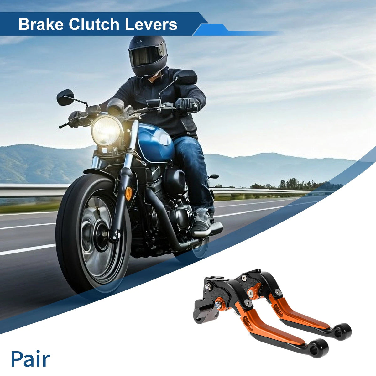 Adjustable Brake Clutch Levers for Kawasaki ER-5 (2005–2006) Black Orange