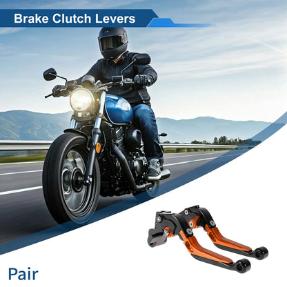 Adjustable Brake Clutch Levers for Kawasaki ER-5 (2005–2006) Black Orange