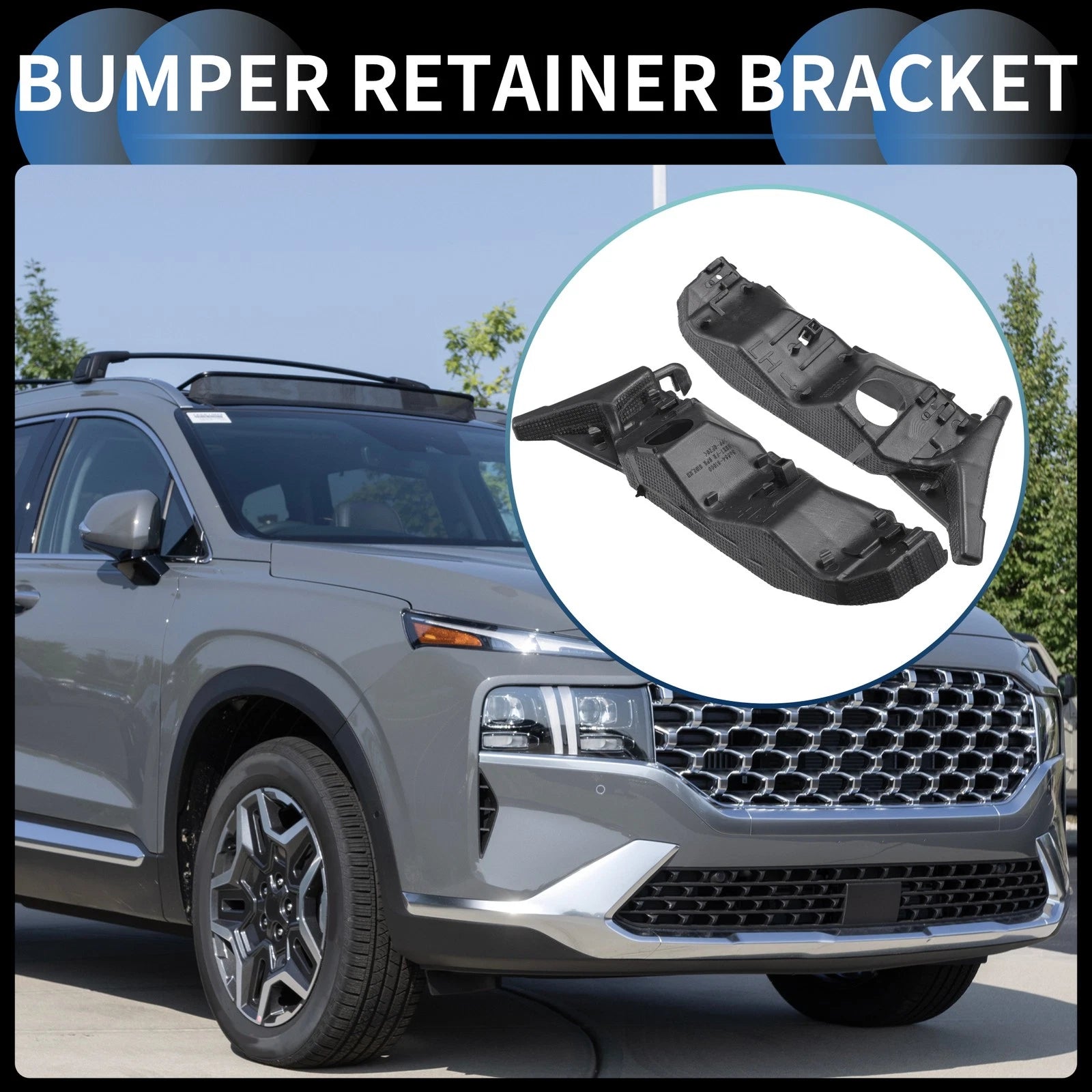 Front Bumper Retainer Bracket Pair for Hyundai Santa Fe (2019–2020)