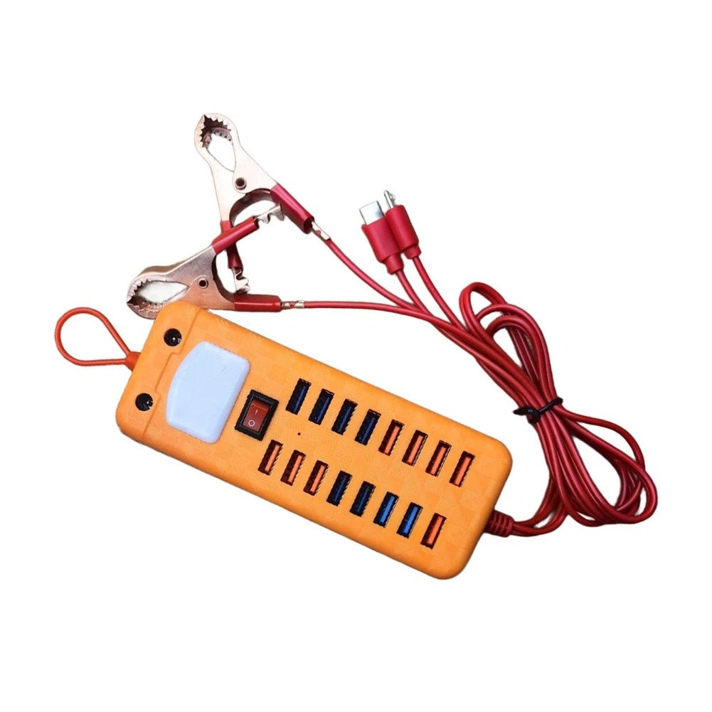 16-Port USB Car Battery Power Adapter for Multi Device Charging
