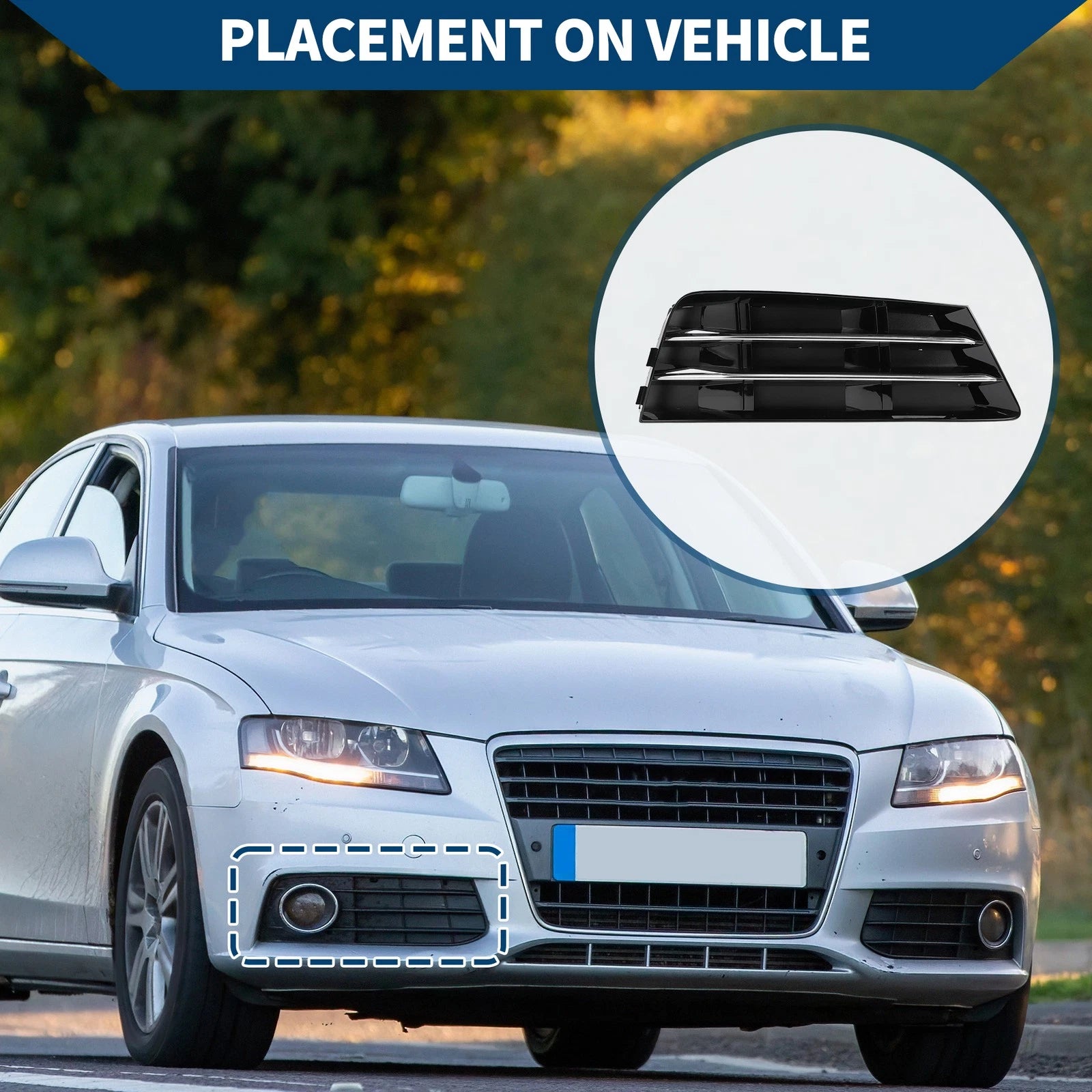 Fog Light Grill Front Right Replacement for Audi A4 B9 (2016–2019)