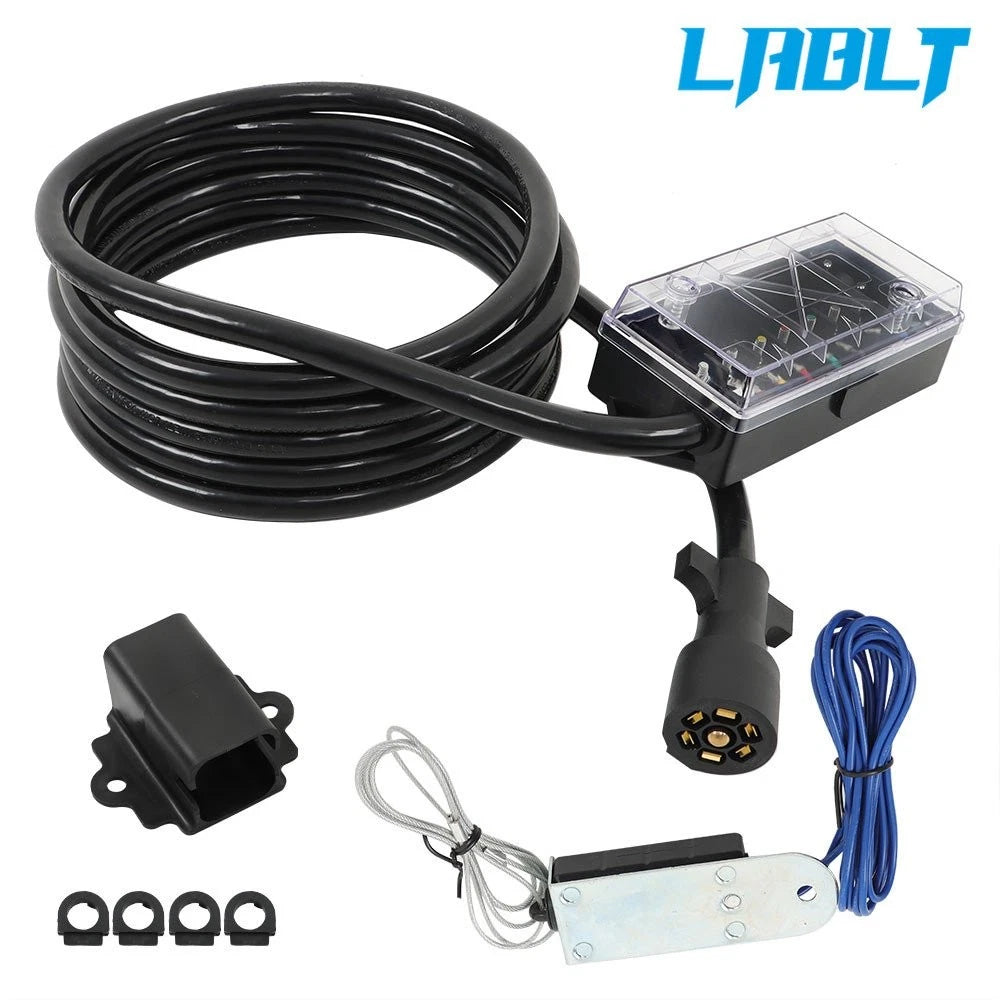 7 Way Plug Inline Trailer Cord with Junction Box for LABLT (8FT, 16FT)
