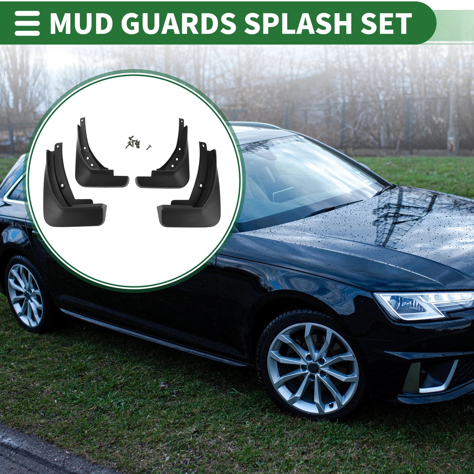 Mud Flap Splash Guard 1 Set Front Rear for Audi A4 Sedan (2020–2021)