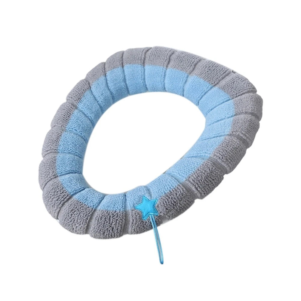 Washable Polyester Stretch Toilet Seat Cover - Thick Soft Padded Elastic Pad