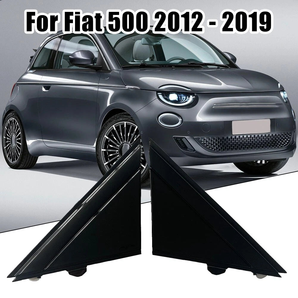 Mirror Triangle Trim Plate Set for Fiat 500 (Left & Right) GLOSS BLACK