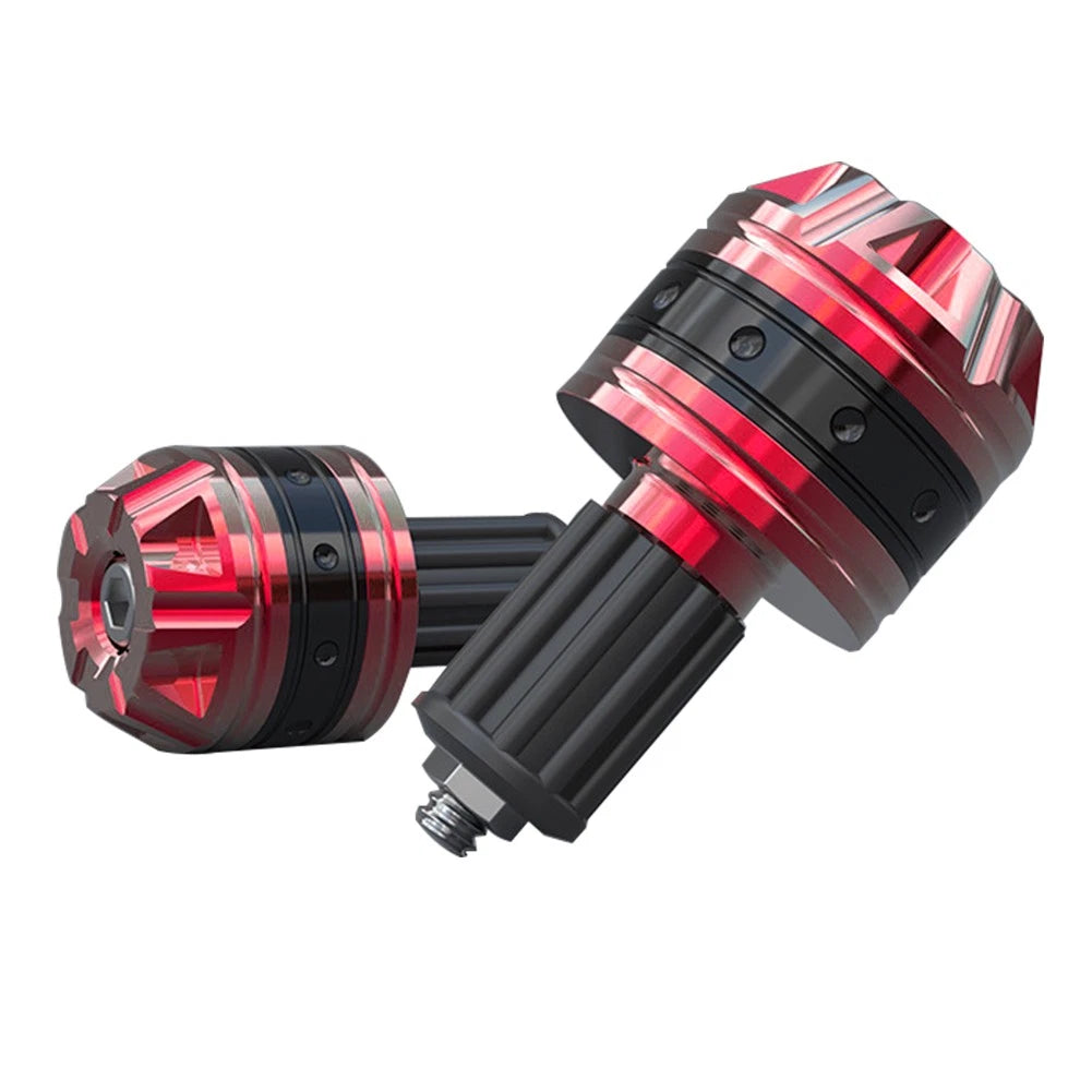 Handlebar Grips Bar End Cap Plugs for Motorcycle (Aluminum, Red)