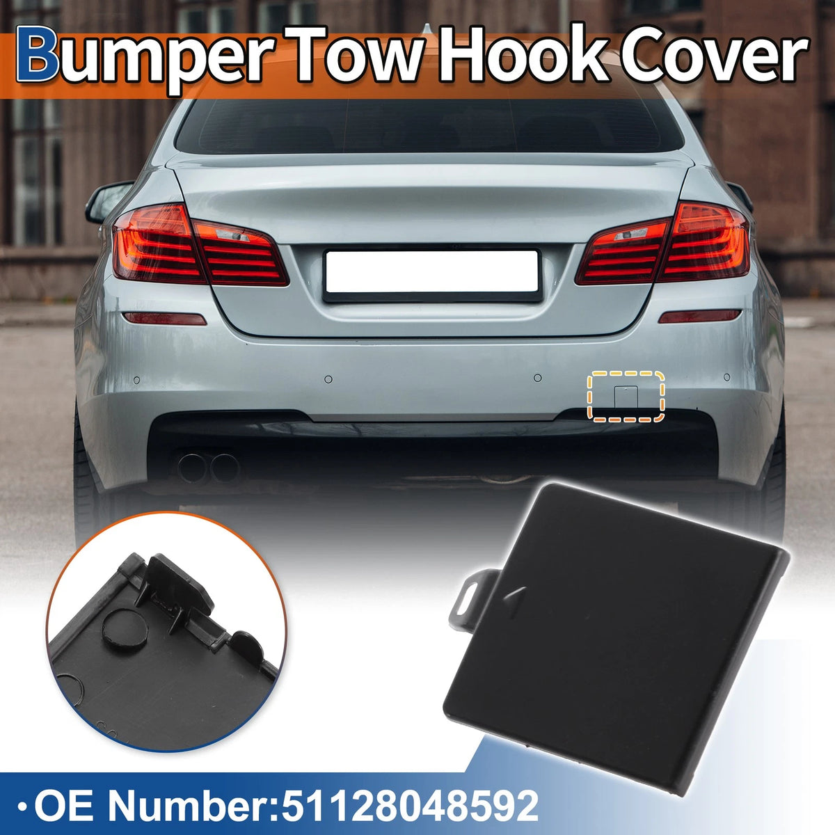 Rear Tow Hook Cover for BMW 5 Series F10 F11 (2010–2016) Replacement