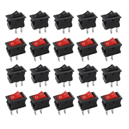 20PCS Rocker Switch 2 Pin ON OFF 125VAC 6A for Electrical Projects