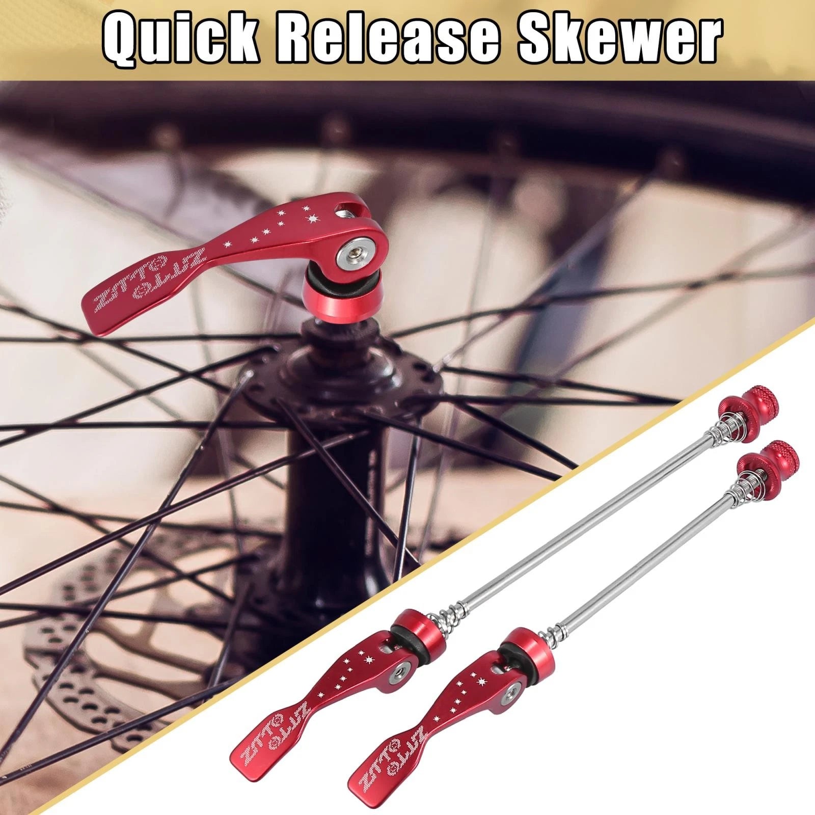 2pcs Quick Release Skewer Axle for Mountain Bike Front Rear Wheel Hub