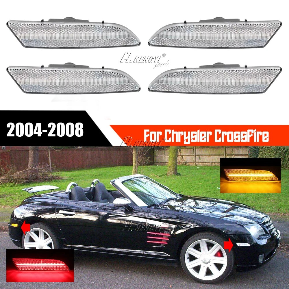 4X Clear Bumper Turn Signal Lamp Side Marker Light for Chrysler Crossfire (2004–2008)