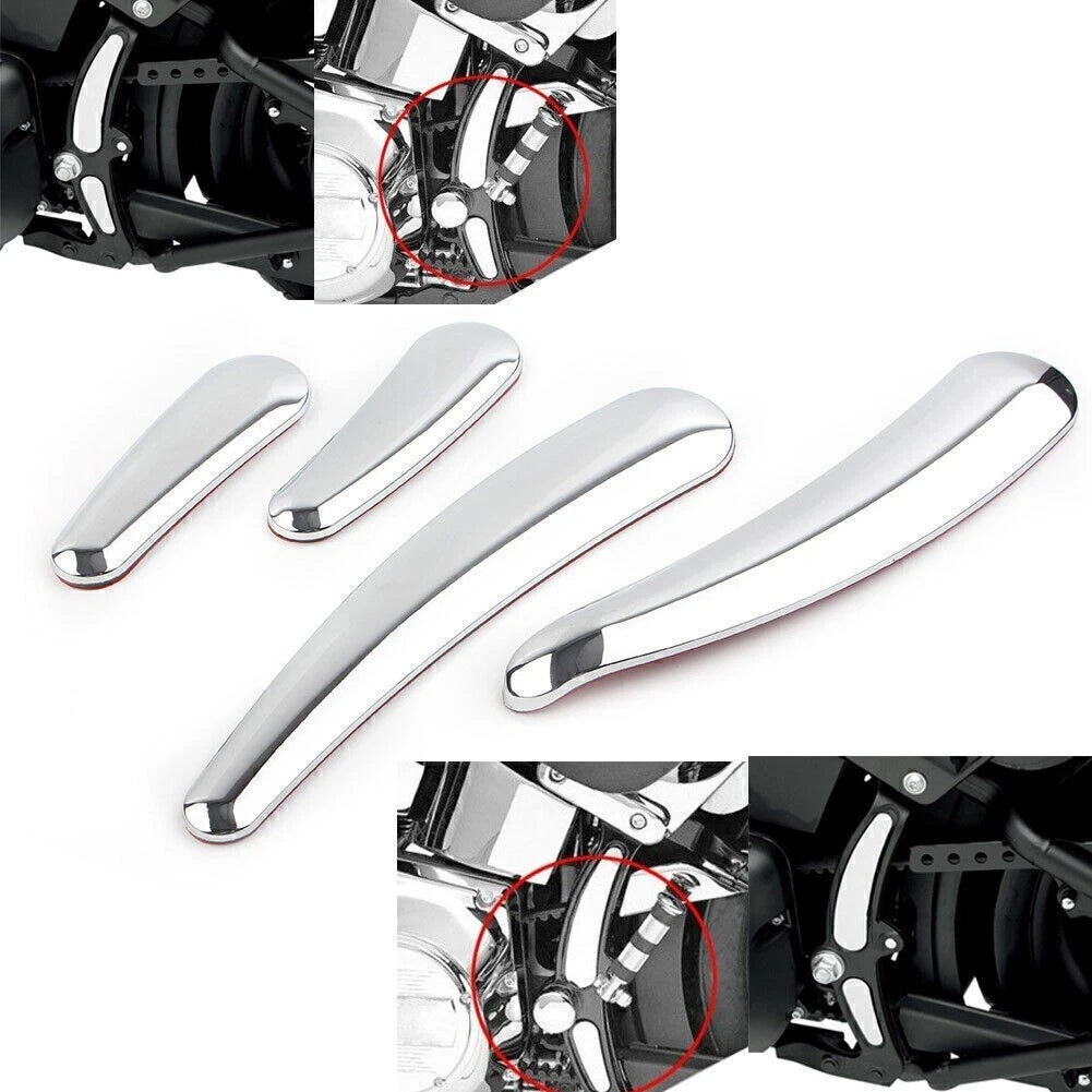 Set of 4 Chrome Curved Swingarm Frame Inserts for Harley Softail (2008–2023)