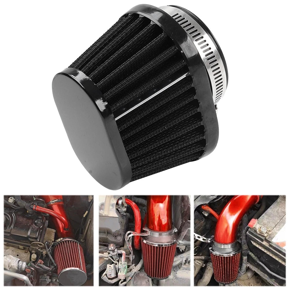 2X 55MM 2.17" Motorcycle Oval Air Intake Filter Cleaner Pod Black