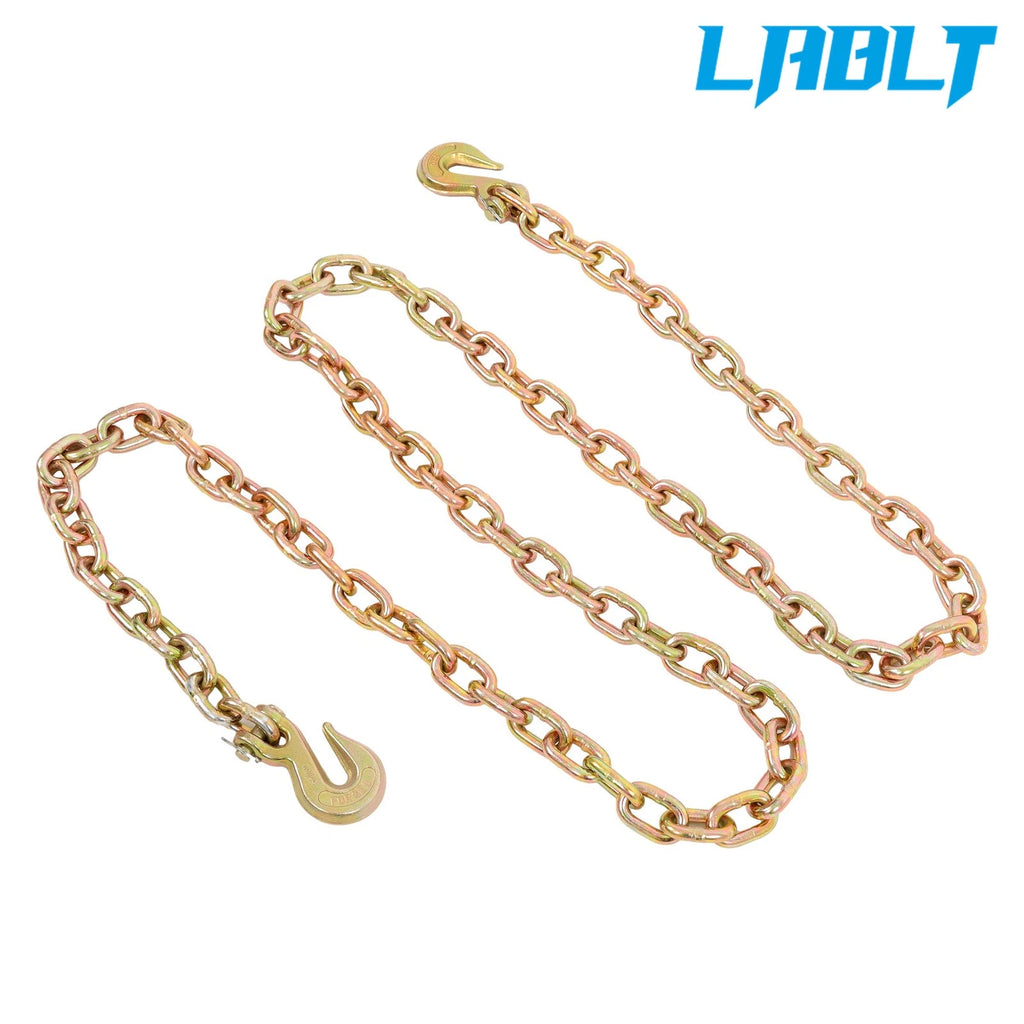 3/8" × 10 Ft G80 Tie Down Tow Chain with Hooks (7100 lbs)