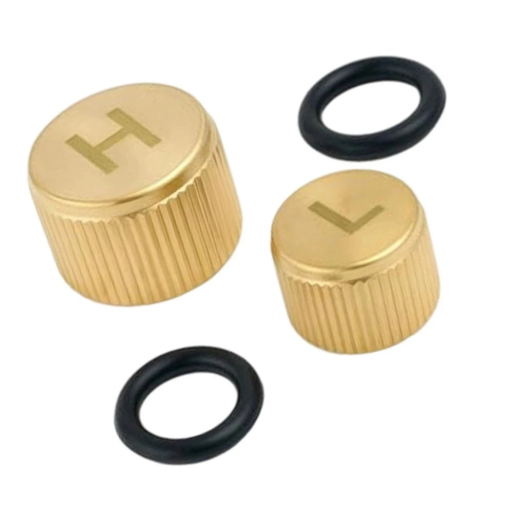2pcs For R134a A/C Service Port Brass High Side and Low Side Valve Cap Set