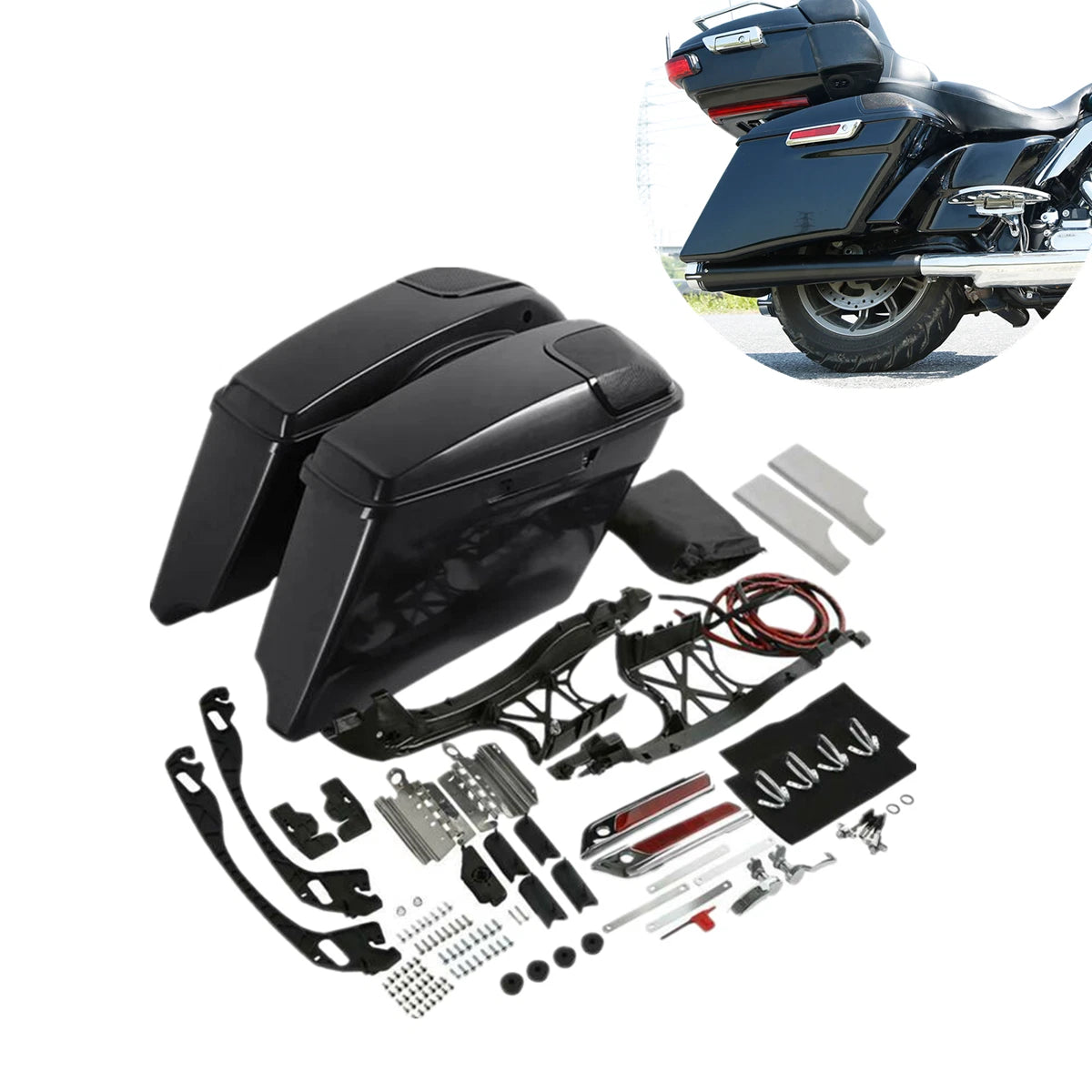 4'' Extended Hard Saddlebag for Harley Touring (1993–2013)
