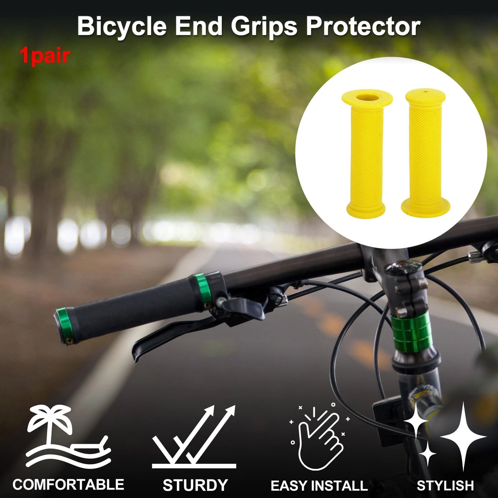 Bike Handlebar Grip Cover 117mm Soft End Grips Protector for MTB (Pair)