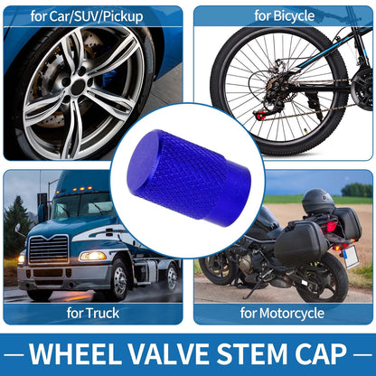 Tire Valve Stem Caps Set 11x16.5mm for Car SUV Bike RV (4pcs) (Blue)