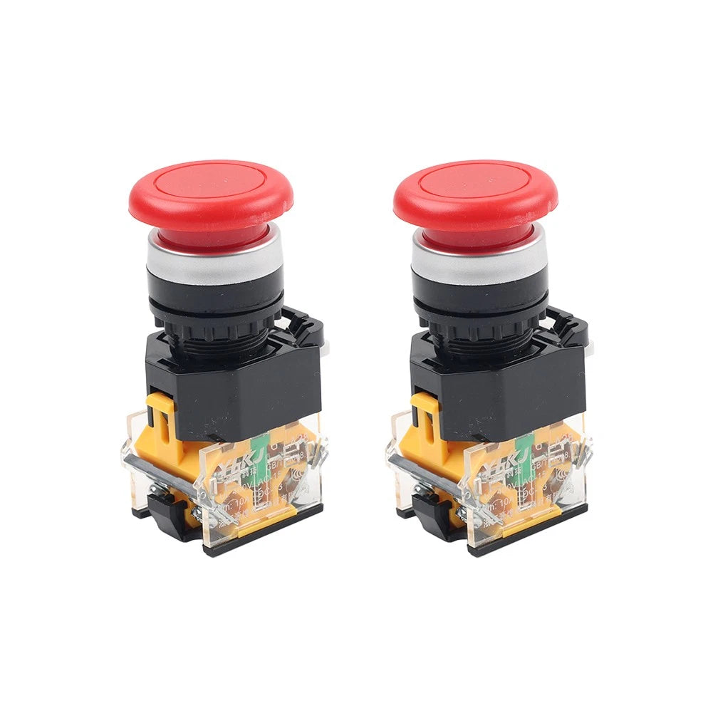 2pcs Mushroom Momentary Push Button Switch for Universal Applications (DC220V)