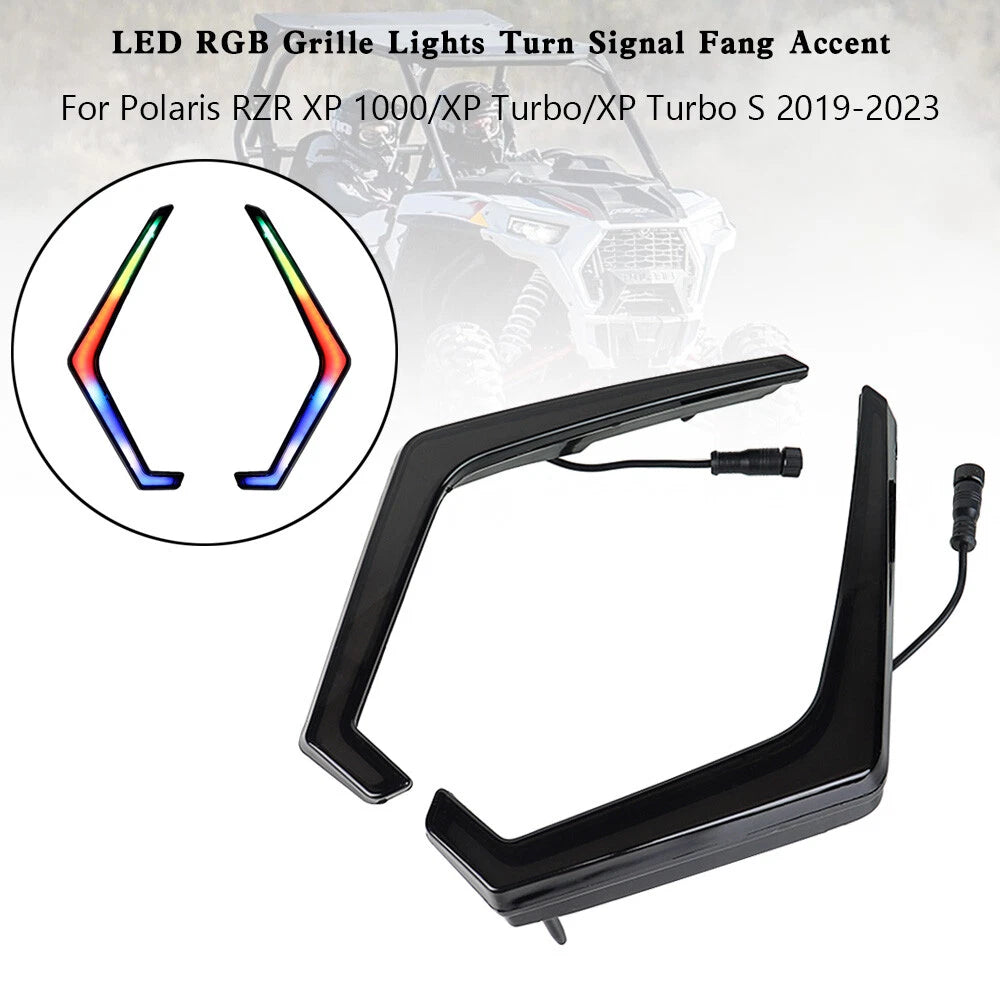 LED RGB Grille Lights Turn Signal Fang Accent for Polaris RZR XP 1000 Turbo (2019–2022)