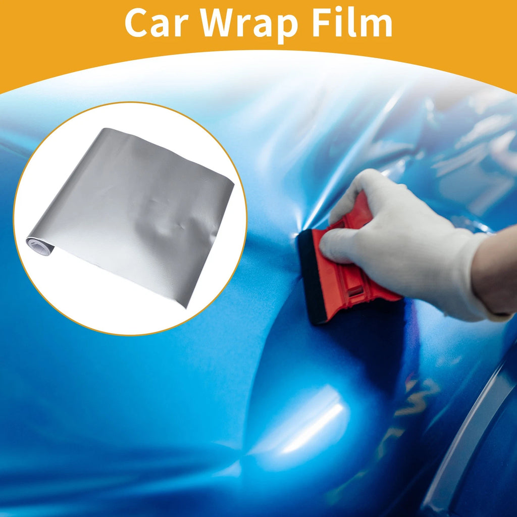 Gloss Silver Tone Vinyl Wrap Film for Universal Use (0.65ft x 5ft)